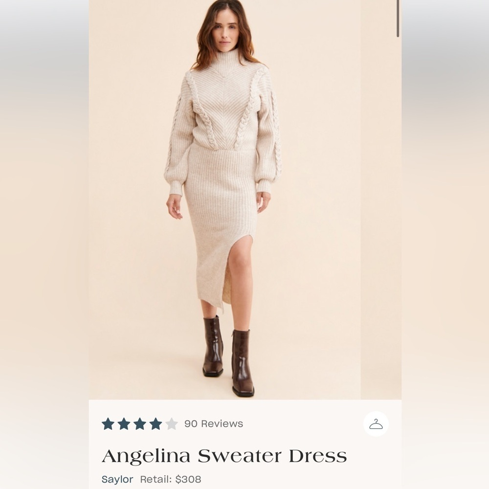 Saylor Cream Cable Knit Angelina Sweater Dress - Picture 15 of 15